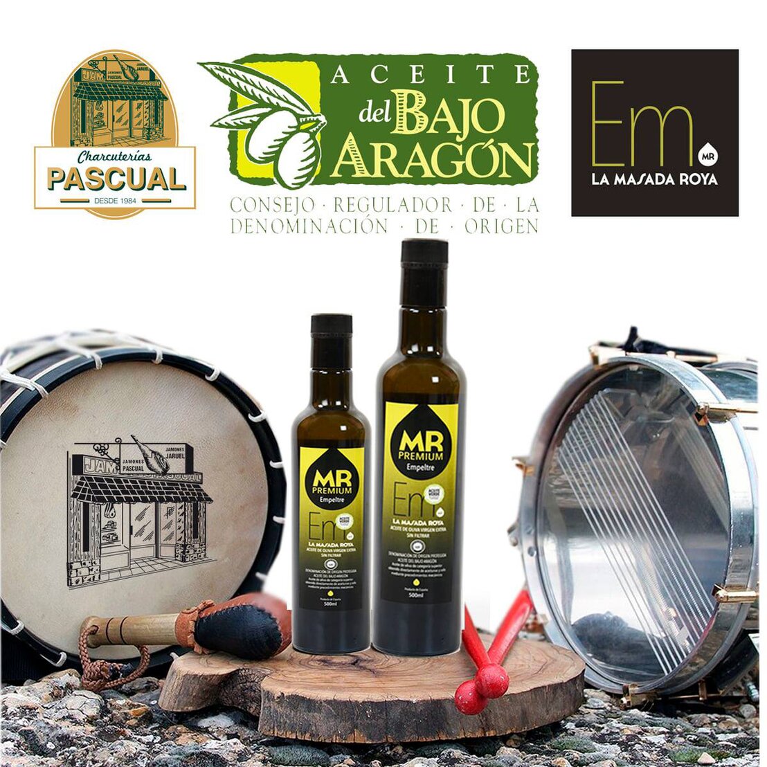 Botellas de aceite de oliva virgen extra