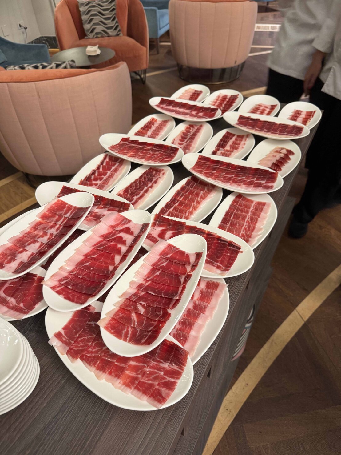 Raciones de jamón listas para servir